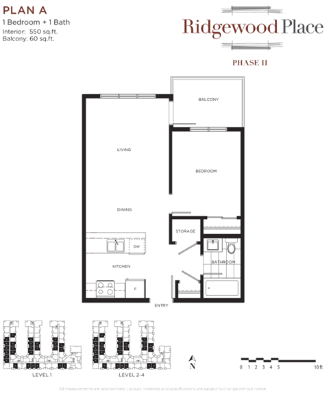 1 Bedroom 1 Bath Plan A